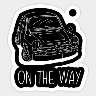 vintage car cartoon drawing Sticker